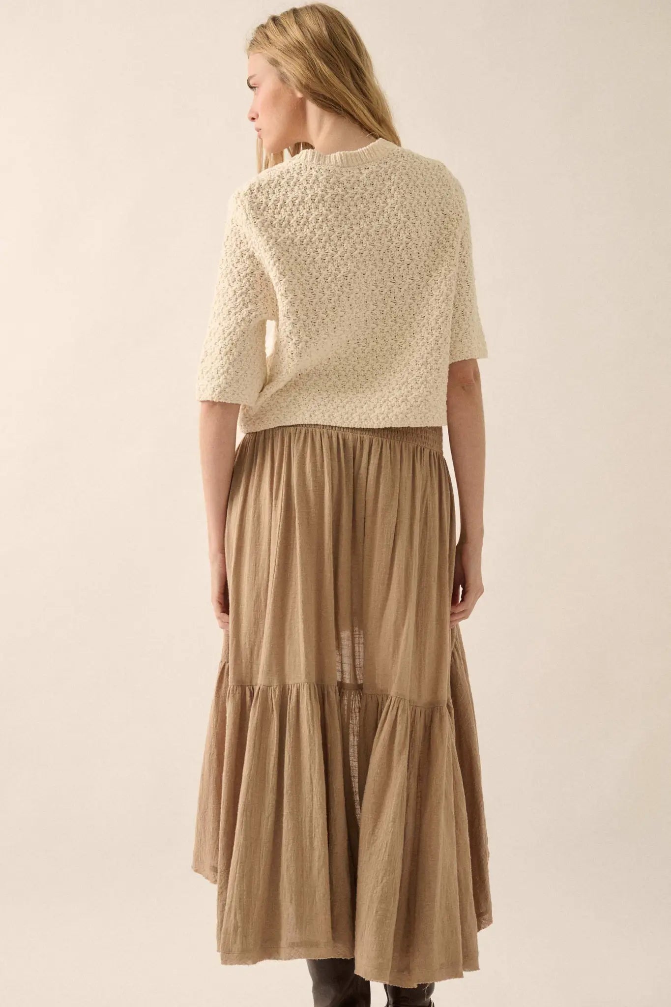 Billowing Breeze High-Low Tiered Ruffle Maxi Skirt - ShopPromesa