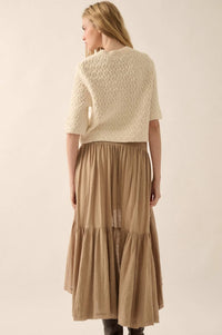 Billowing Breeze High-Low Tiered Ruffle Maxi Skirt - ShopPromesa