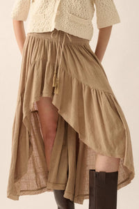 Billowing Breeze High-Low Tiered Ruffle Maxi Skirt - ShopPromesa