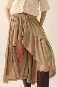 Billowing Breeze High-Low Tiered Ruffle Maxi Skirt - ShopPromesa