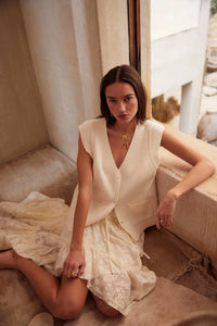 Pure Air Floral Lace Asymmetrical Ruffle Maxi Skirt - ShopPromesa