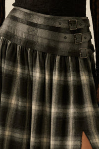 Checkered Past Belted Drop-Waist Plaid Maxi Skirt - ShopPromesa