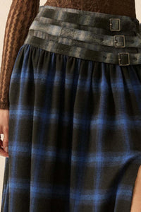 Checkered Past Belted Drop-Waist Plaid Maxi Skirt - ShopPromesa