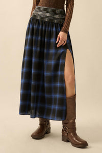 Checkered Past Belted Drop-Waist Plaid Maxi Skirt - ShopPromesa