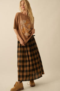 Checkered Past Belted Drop-Waist Plaid Maxi Skirt - ShopPromesa