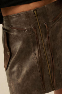 Road Rules Vegan Leather and Suede Mini Skirt - ShopPromesa