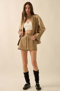 Road Rules Vegan Leather and Suede Mini Skirt - ShopPromesa
