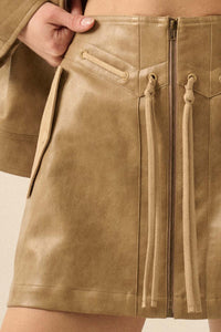 Road Rules Vegan Leather and Suede Mini Skirt - ShopPromesa