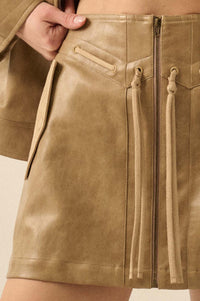 Road Rules Vegan Leather and Suede Mini Skirt - ShopPromesa