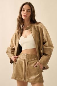 Road Rules Vegan Leather and Suede Mini Skirt - ShopPromesa