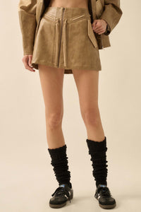 Road Rules Vegan Leather and Suede Mini Skirt - ShopPromesa