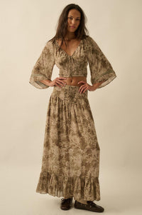 Well Beloved Floral Chiffon Drop-Waist Maxi Skirt - ShopPromesa