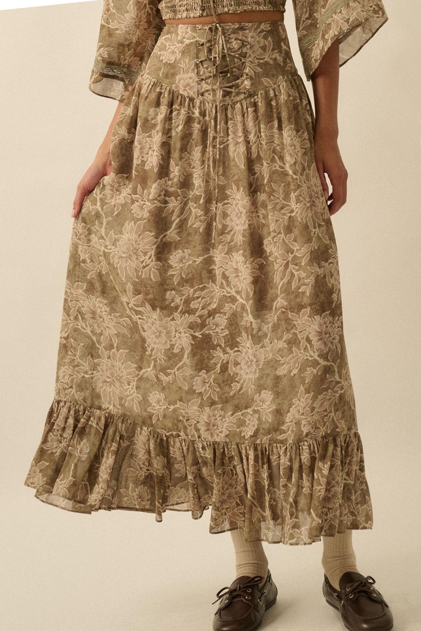 Well Beloved Floral Chiffon Drop-Waist Maxi Skirt - ShopPromesa