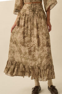 Well Beloved Floral Chiffon Drop-Waist Maxi Skirt - ShopPromesa