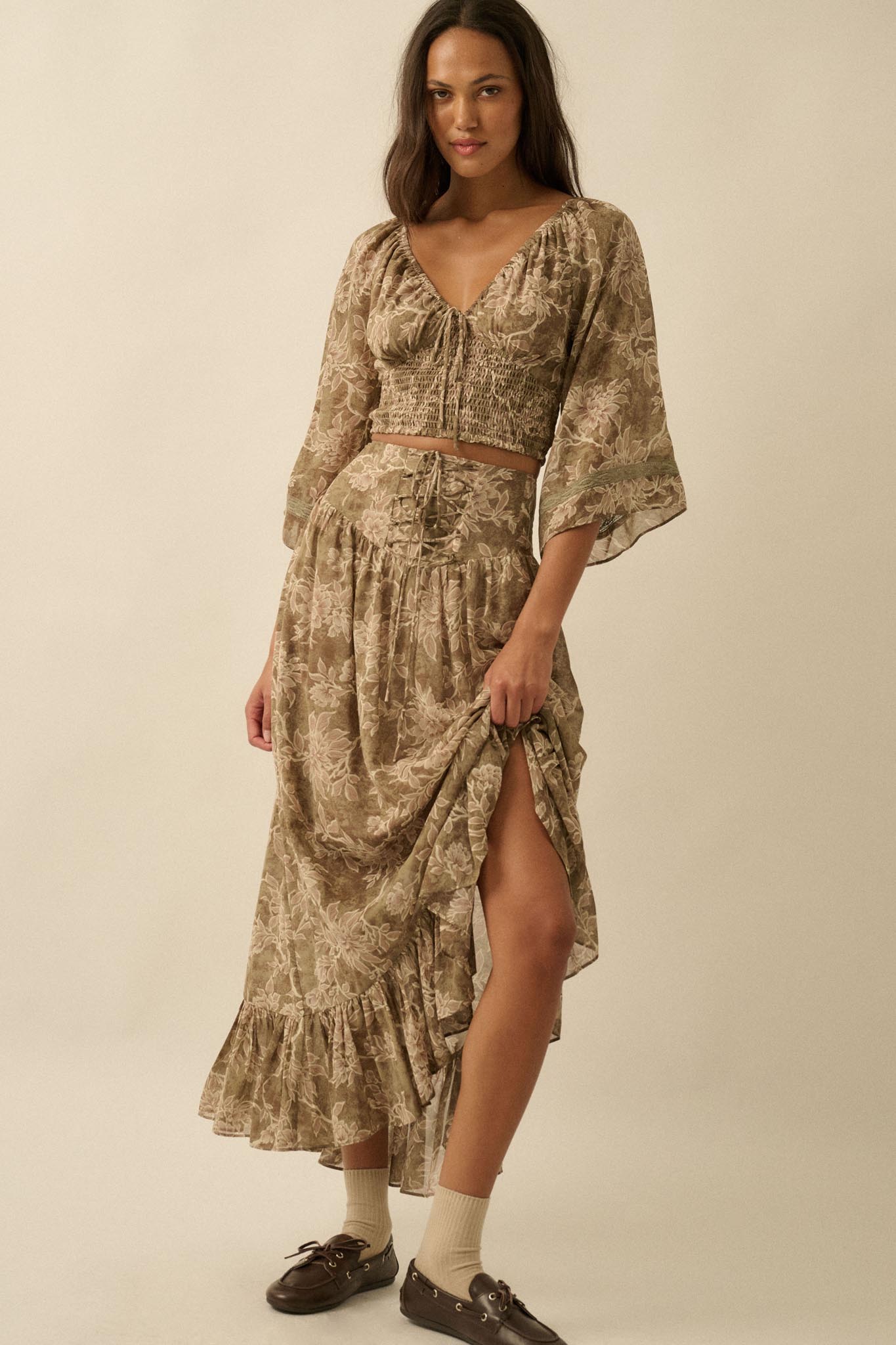 Well Beloved Floral Chiffon Drop-Waist Maxi Skirt - ShopPromesa