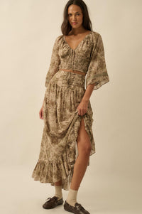 Well Beloved Floral Chiffon Drop-Waist Maxi Skirt - ShopPromesa