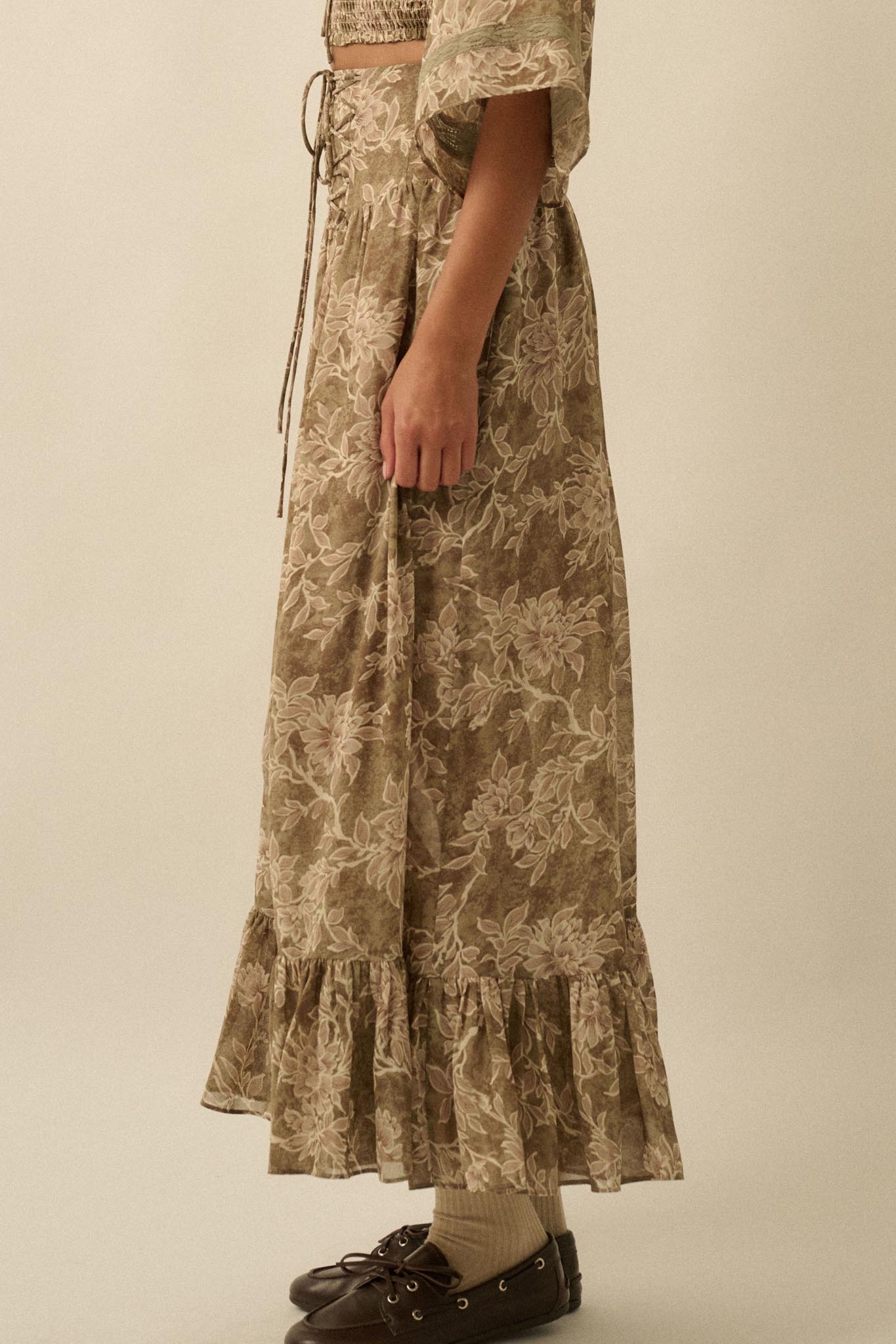 Well Beloved Floral Chiffon Drop-Waist Maxi Skirt - ShopPromesa