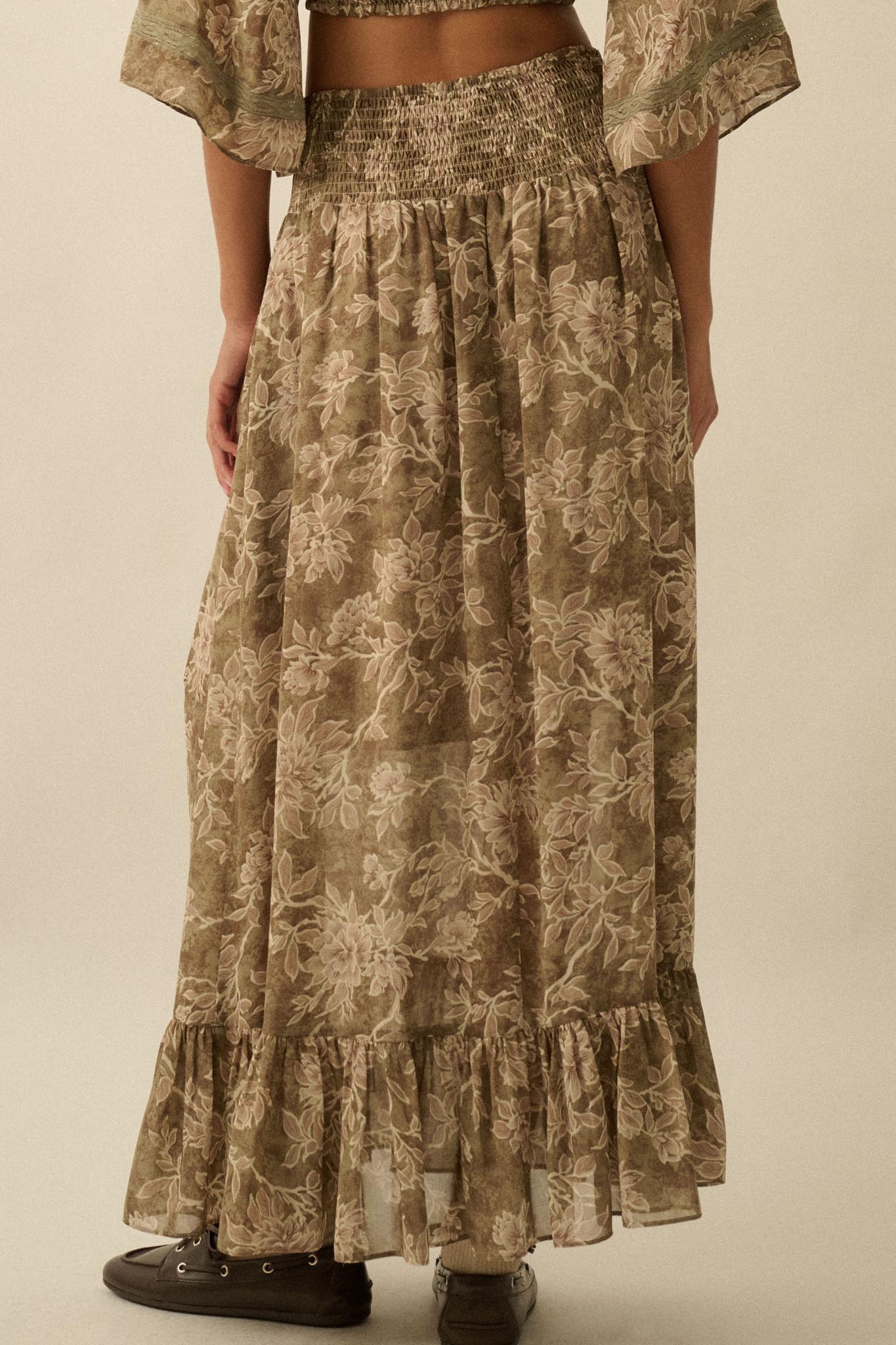 Well Beloved Floral Chiffon Drop-Waist Maxi Skirt - ShopPromesa
