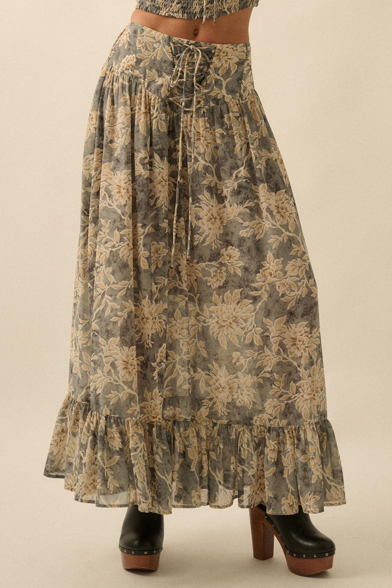 Well Beloved Floral Chiffon Drop-Waist Maxi Skirt - ShopPromesa