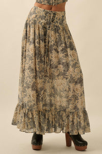 Well Beloved Floral Chiffon Drop-Waist Maxi Skirt - ShopPromesa