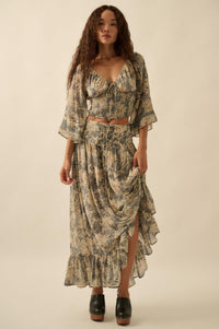 Well Beloved Floral Chiffon Drop-Waist Maxi Skirt - ShopPromesa