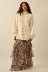 Dream Valley Floral Mesh Tiered Ruffle Maxi Skirt - ShopPromesa