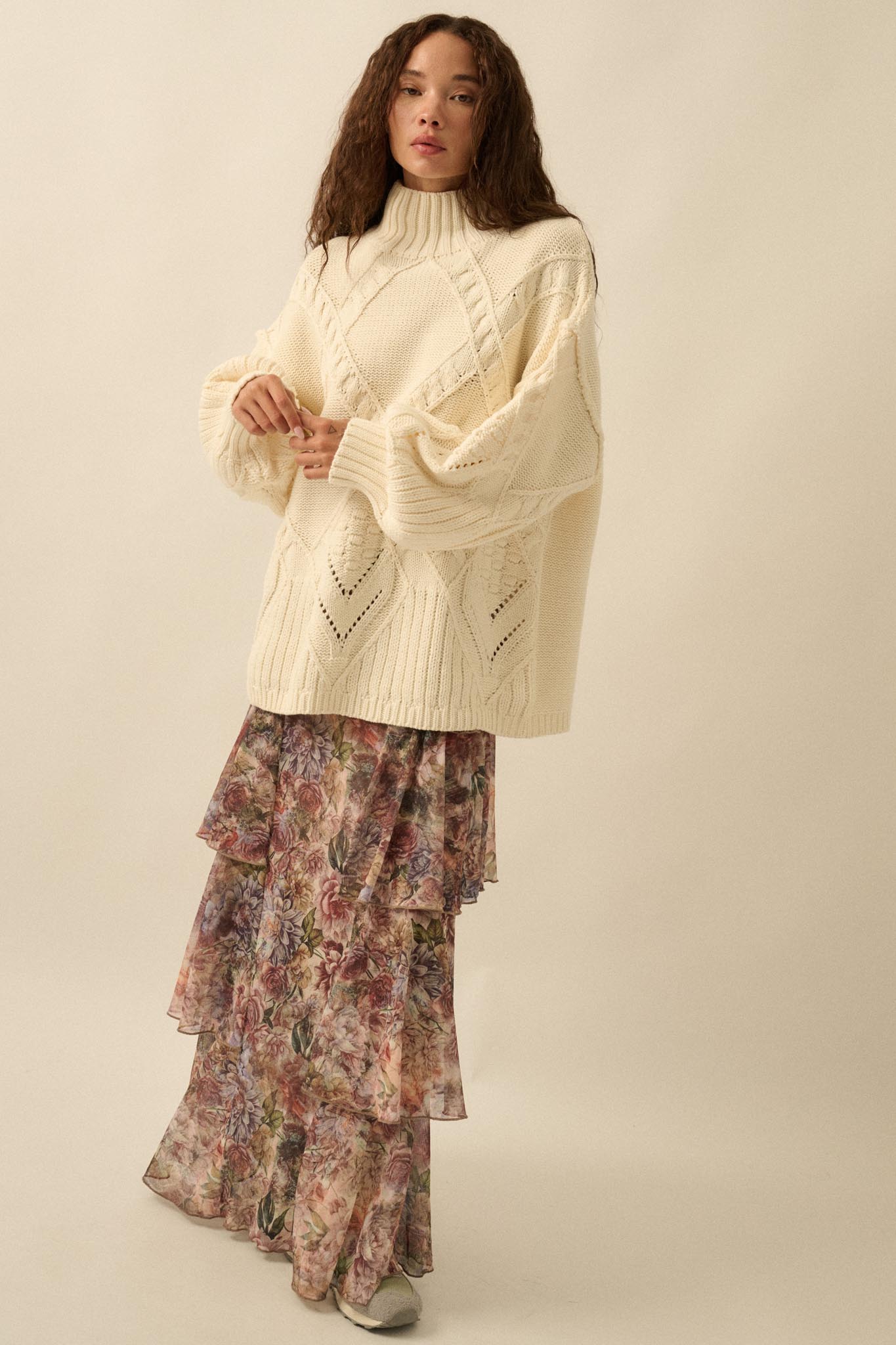 Dream Valley Floral Mesh Tiered Ruffle Maxi Skirt - ShopPromesa