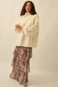 Dream Valley Floral Mesh Tiered Ruffle Maxi Skirt - ShopPromesa