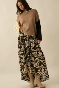 Bohemian Bouquet Floral Chiffon Tiered Maxi Skirt - ShopPromesa