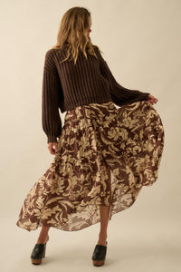 Bohemian Bouquet Floral Chiffon Tiered Maxi Skirt - ShopPromesa