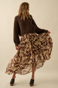 Bohemian Bouquet Floral Chiffon Tiered Maxi Skirt - ShopPromesa