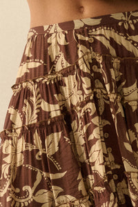 Bohemian Bouquet Floral Chiffon Tiered Maxi Skirt - ShopPromesa