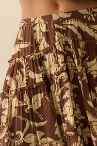 Bohemian Bouquet Floral Chiffon Tiered Maxi Skirt - ShopPromesa