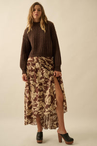 Bohemian Bouquet Floral Chiffon Tiered Maxi Skirt - ShopPromesa