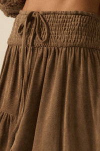 Oh So Soft Vegan Suede High-Low Ruffle Maxi Skirt - ShopPromesa