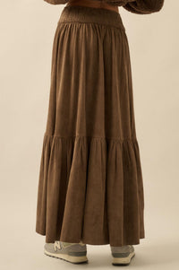 Oh So Soft Vegan Suede High-Low Ruffle Maxi Skirt - ShopPromesa