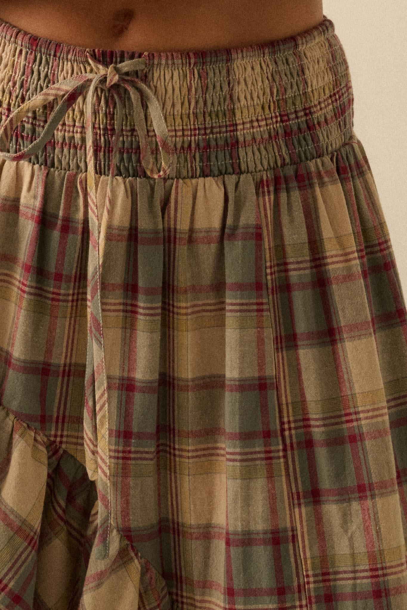 Country Mile Plaid High-Low Ruffle Maxi Skirt - ShopPromesa