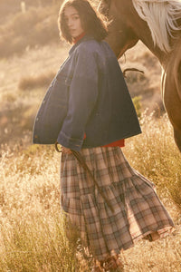 Country Mile Plaid High-Low Ruffle Maxi Skirt - ShopPromesa