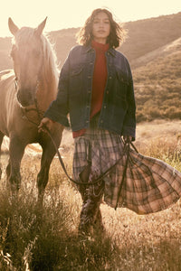 Country Mile Plaid High-Low Ruffle Maxi Skirt - ShopPromesa