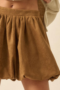 Soft Focus Vegan Suede Bubble Mini Skirt - ShopPromesa