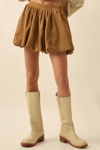 Soft Focus Vegan Suede Bubble Mini Skirt - ShopPromesa