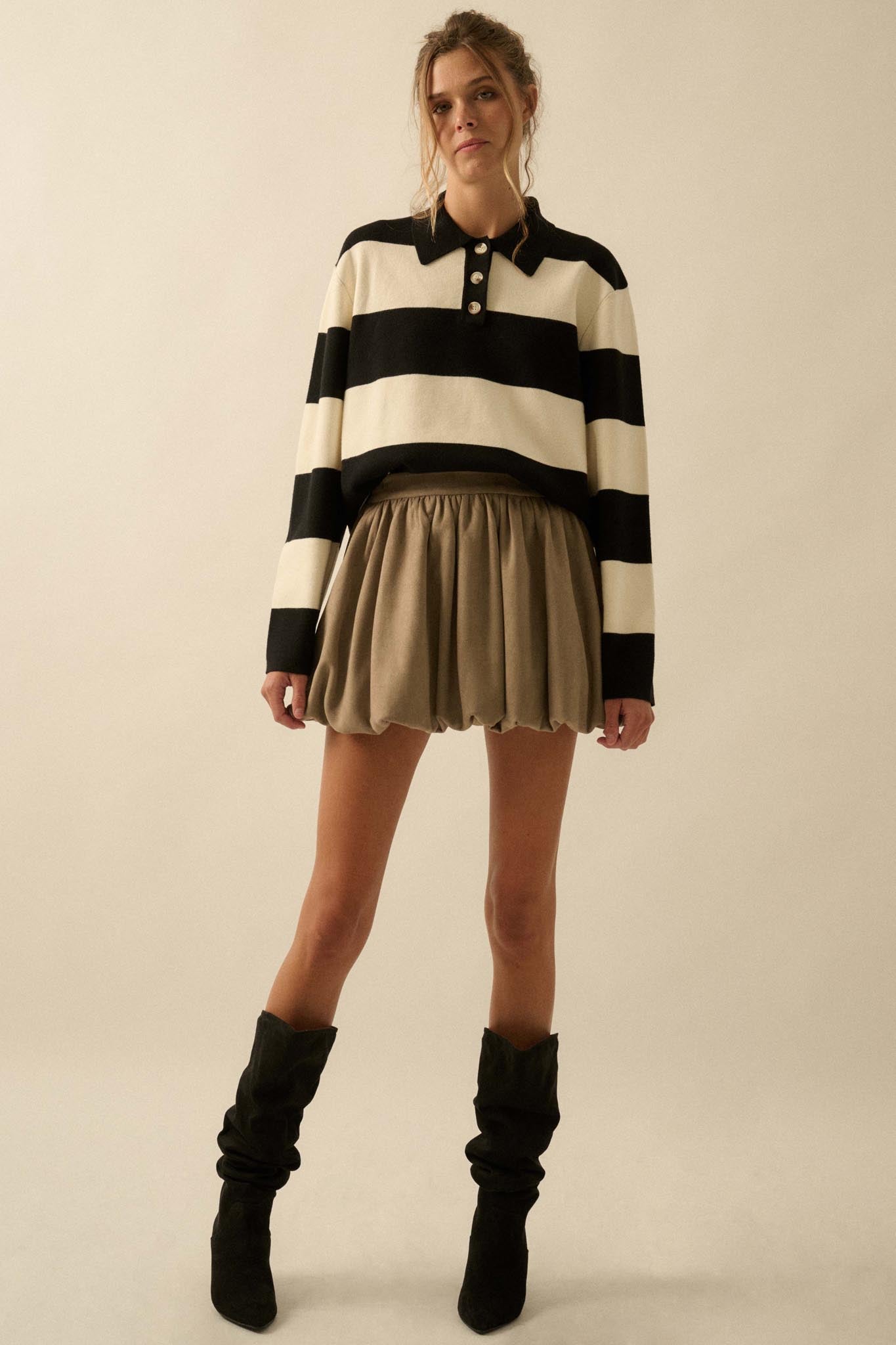 Soft Focus Vegan Suede Bubble Mini Skirt - ShopPromesa