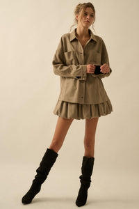 Soft Focus Vegan Suede Bubble Mini Skirt - ShopPromesa