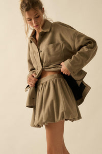 Soft Focus Vegan Suede Bubble Mini Skirt - ShopPromesa