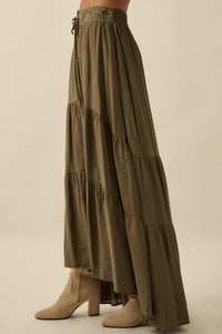 Love You So Button-Front Tiered Ruffle Maxi Skirt - ShopPromesa