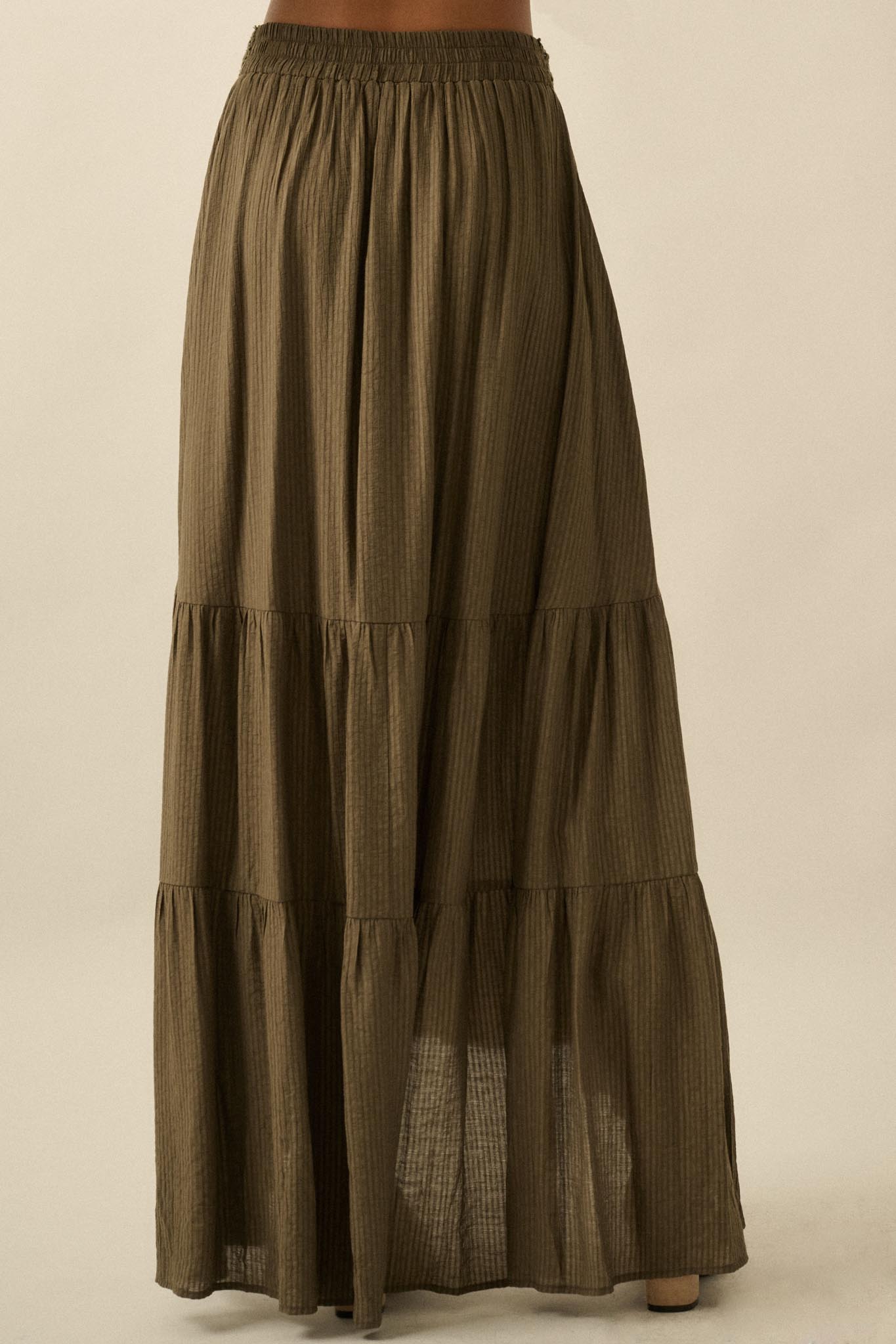 Love You So Button-Front Tiered Ruffle Maxi Skirt - ShopPromesa