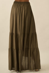 Love You So Button-Front Tiered Ruffle Maxi Skirt - ShopPromesa