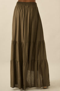 Love You So Button-Front Tiered Ruffle Maxi Skirt - ShopPromesa