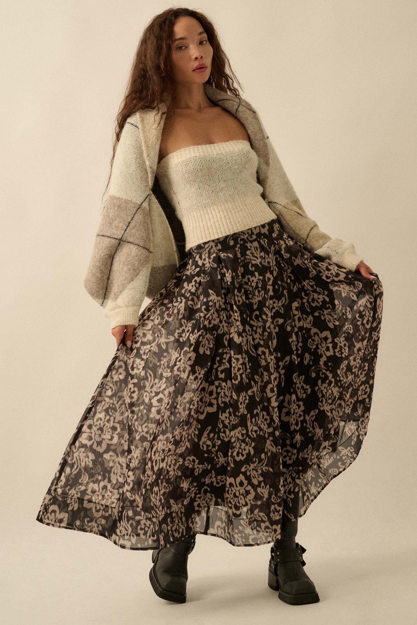 Blooming Grace Floral Organza Circle Midi Skirt - ShopPromesa