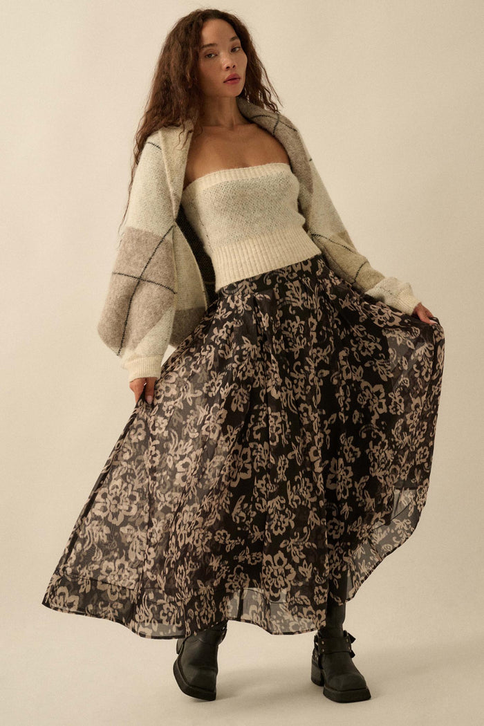 Blooming Grace Floral Organza Circle Midi Skirt - ShopPromesa